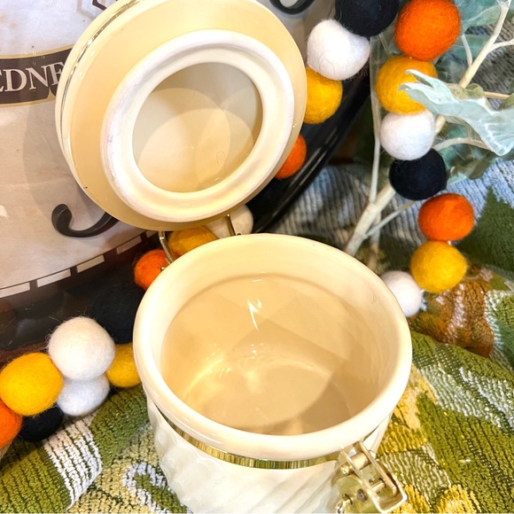 Vintage Stoneware Latched Canister With Set of Two Mid Mod Retro Salt and Pepper - Picture 7 of 8